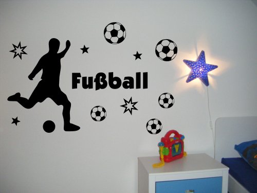 XXL Wandtattoo 68169-120x80 cm, ~ Fußballspieler Text Fußball, Fußbälle und Sterne, Toor ~ fürs Kinderzimmer, Jungen Wandaufkleber Wandtatoos Sticker Aufkleber für die Wand, Fensterbild, Tapetensticker, Türaufkleber, Tattoo aus Markenfolie - aus 32 Farben wählen von timalo