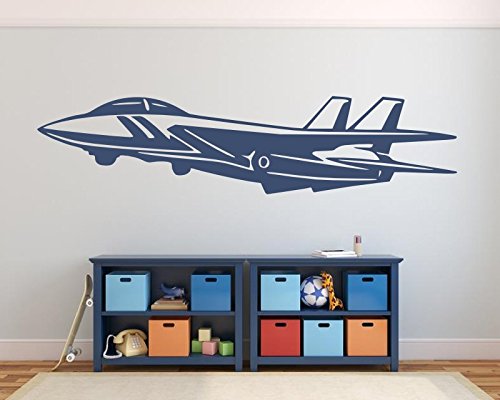 XXL Wandtattoo fürs Kinderzimmer, 72450-160x37cm~ Flugzeug, Jet, Düsenjet ~ Wandaufkleber für Kinder, Aufkleber für die Wand, Tapetensticker aus Markenfolie, 32 Farben wählbar von timalo