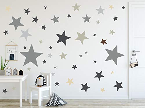 timalo® 120 Stück Wandtattoo Kinderzimmer XL Sterne Pastell Wandsticker – Aufkleber | 73079-SET12-120 von timalo