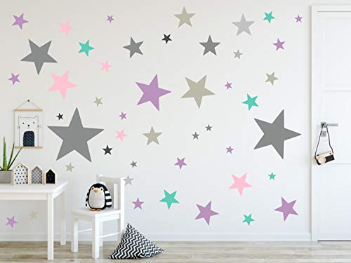 timalo® 120 Stück Wandtattoo Kinderzimmer XL Sterne Pastell Wandsticker – Aufkleber | 73079-SET13-120 von timalo
