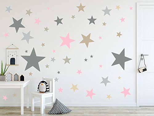 timalo® 120 Stück Wandtattoo Kinderzimmer XL Sterne Pastell Wandsticker – Aufkleber | 73079-SET3-120 von timalo