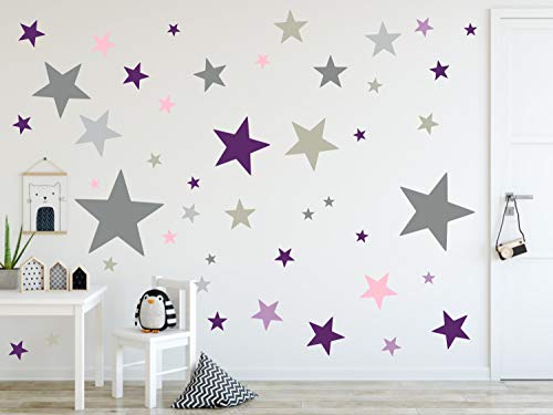 timalo® 120 Stück Wandtattoo Kinderzimmer XL Sterne Pastell Wandsticker – Aufkleber | 73079-SET8-120 von timalo