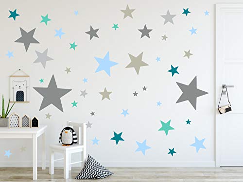 timalo® 120 Stück Wandtattoo Kinderzimmer XL Sterne Pastell Wandsticker – Aufkleber | 73079-SET9-120 von timalo