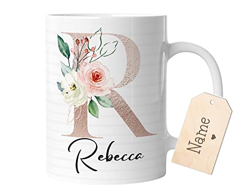 timalo® Coole Tasse mit Namen | Initialen | Personalisierte Kaffeetasse Geschenktasse zum Geburtstag Muttertag Geschenk für Frauen Kaffeebecher | mug-mono01-R von timalo