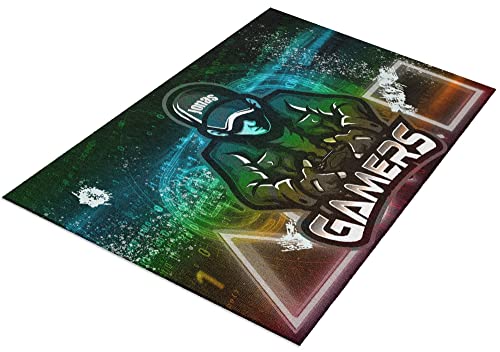 timalo® Cooler Gamer Teppich mit Namen für Jungen | Personalisierbarer Kinderteppich mit Wunschname Gaming Fußmatte Deko Kinderzimmer Jungs | carpet-gamer-140x90-25 von timalo