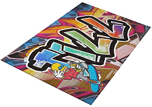 timalo® Cooler Gamer Teppich mit Namen für Jungen | Personalisierter Kinderteppich mit Wunschname Gaming Fußmatte Deko Kinderzimmer Graffiti | carpet-gamer-140x90-14 von timalo