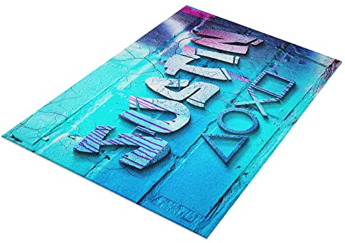 timalo® Cooler Gamer Teppich mit Namen für Jungen | Personalisierter Kinderteppich mit Wunschname Gaming Fußmatte Deko Kinderzimmer Graffiti | carpet-gamer-140x90-3 von timalo