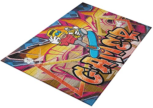 timalo® Cooler Gamer Teppich mit Namen für Jungen | Personalisierter Kinderteppich mit Wunschname Gaming Fußmatte Deko Kinderzimmer Graffiti | carpet-gamer-70x50-15 von timalo