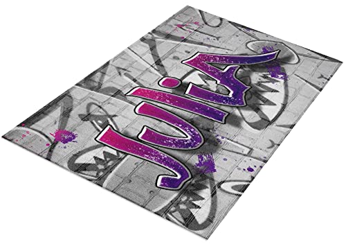 timalo® Cooler Gamer Teppich mit Namen für Mädchen | Personalisierbarer Kinderteppich mit Wunschname Gaming Fußmatte Deko Kinderzimmer Graffiti | carpet-gamer-140x90-29 von timalo