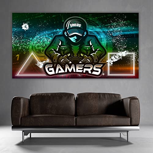 timalo® Cooles Gamer Poster mit Namen | Modernes Gaming Wandposter für Teenager Bild für Jungs Zimmer Wandbild Deko personalisiert | gamer25-B180xH61cm-new von timalo