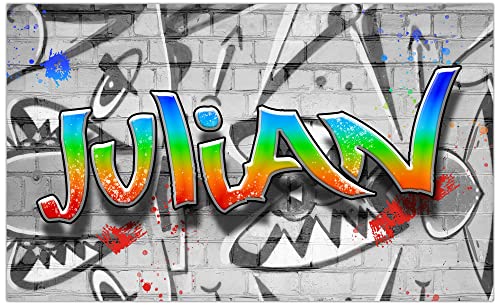 timalo® Cooles Graffiti Bild mit Namen | Modernes Wandposter für Jungs und Mädchen Teenager Kinderzimmer Wandbild Mauer schwarz-weiss Zimmer Poster personalisiert | gamer31-B100xH61cm von timalo