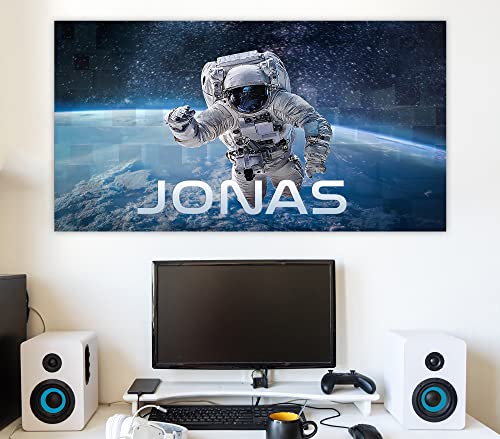 timalo® Cooles Poster mit Namen Gaming Bild für die Wand | für Teenager Jungen und Mädchen Wandbild Dekoration Weltraum Weltall personalisiert | space001-B160xH61cm von timalo