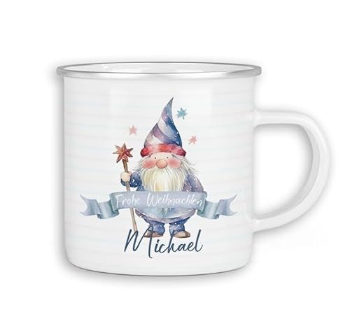 timalo® Emaille Tasse personalisiert mit Namen | Kinder Blechtasse Kindertasse Geschenk Weihnachten | Wichtel von timalo