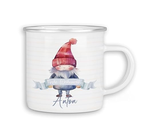 timalo® Emaille Tasse personalisiert mit Namen | Kinder Blechtasse Kindertasse Geschenk Weihnachten | Wichtelmann von timalo