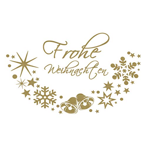 timalo® Fensterbild - Wandtattoo Adventskranz mit Sternen Text Frohe Weihnachten – Fensteraufkleber | 70031-gold-100x58 von timalo