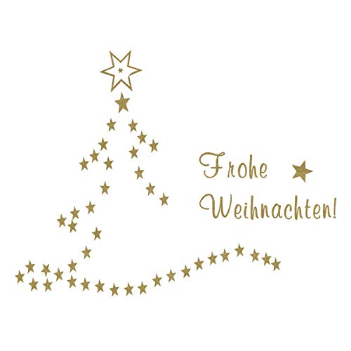 timalo® Fensterbild – Wandtattoo Dekoration Tannenbaum mit Sternen – Text Frohe Weihnachten – Fensteraufkleber – Türaufkleber – in über 30 Farben | 700061-a1-dunkelgruen-35x26 von timalo