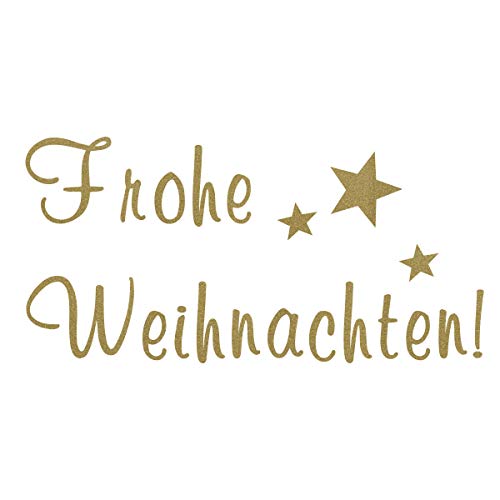 timalo® Fensterbild – Wandtattoo Text Frohe Weihnachten mit Sternen – Fensteraufkleber | 70004-a1-beige-58x28 von timalo