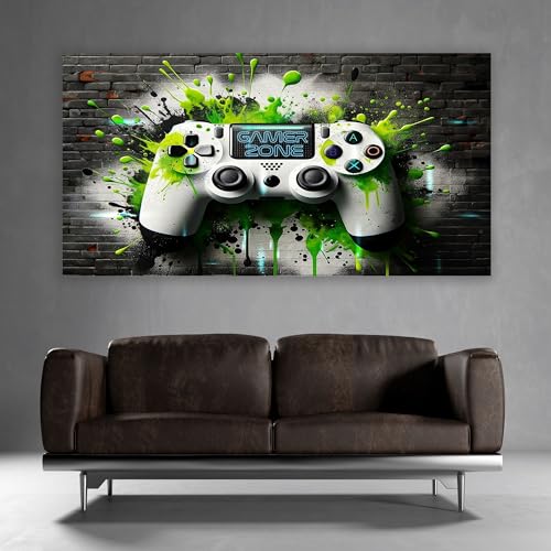 timalo® Gamer Poster gaming zone Wanddeko gamer Bild für die Wand Wandbild Jugendzimmer coole Poster gaming zimmer Bilder für Teenager | Gamerzone Controller Graffiti | gamer-fba-6-B160xH61cm von timalo