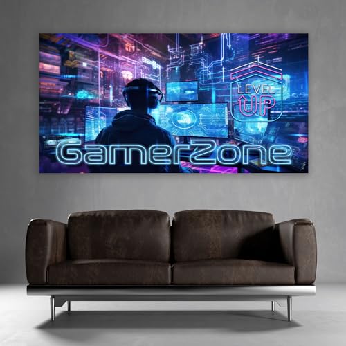 timalo® Gamer Poster gaming zone Wanddeko gamer Bild für die Wand Wandbild Jugendzimmer coole Poster gaming zimmer Bilder für Teenager | Gamerzone Neon | gamer-fba-4-B100xH61cm von timalo