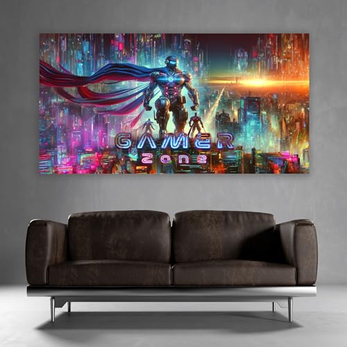 timalo® Gamer Poster gaming zone Wanddeko gamer Bild für die Wand Wandbild Jugendzimmer coole Poster gaming zimmer Bilder für Teenager | Gamerzone Superheld | gamer-fba-10-B100xH61cm von timalo