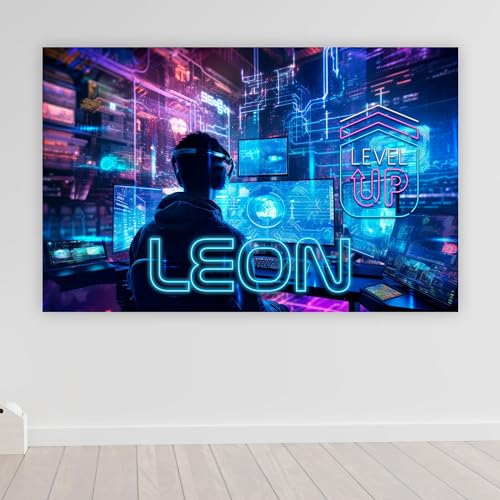 Gamer zone poster mit Namen personalisiert gaming Wanddeko gamer Bild für die Wand Wandbild Jugendzimmer gaming zimmer Bilder für Teenager XXL Neon | poster1-Motiv76-B61xH43cm von timalo