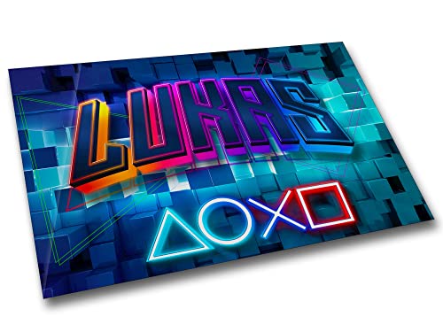 timalo® Gaming Metallposter personalisiert mit Namen | Gamer Metallschild | Magnet Montage | Wanddeko Wandbild Metall Poster | 3D Neon Schrift 28 x 20 cm von timalo