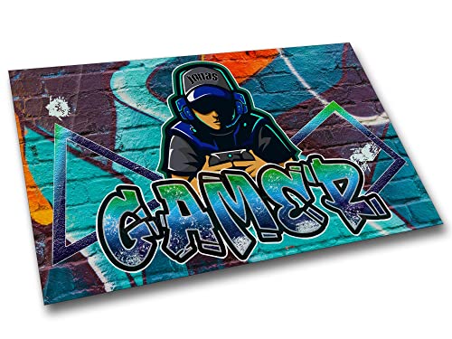 timalo® Gaming Metallposter personalisiert mit Namen | Gamer Metallschild | Magnet Montage | Wanddeko Wandbild Metall Poster | Graffiti 28 x 20 cm von timalo