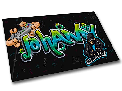 timalo® Gaming Metallposter personalisiert mit Namen | Gamer Metallschild | Magnet Montage | Wanddeko Wandbild Metall Poster | Graffiti Schrift 28 x 20 cm von timalo