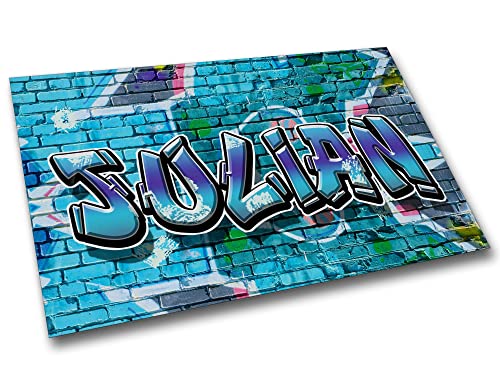 timalo® Gaming Metallposter personalisiert mit Namen | Gamer Metallschild | Magnet Montage | Wanddeko Wandbild Metall Poster | Graffiti blau Mauer 28 x 20 cm von timalo