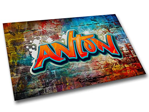 timalo® Gaming Metallposter personalisiert mit Namen | Gamer Metallschild | Magnet Montage | Wanddeko Wandbild Metall Schild Poster | Graffiti orange 28 x 20 cm von timalo