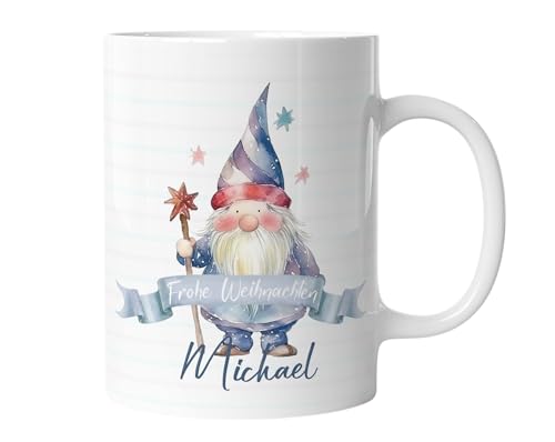 timalo® Kinder-Tasse Kunststoff Plastik bruchsichere Kindertasse mit Namen personalisiert „Frohe Weihnachten“ Jungen und Mädchen | Wichtel von timalo