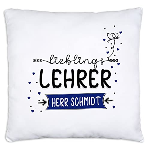 timalo® Kissen Lieblings Lehrer mit Namen Bedrucken Lassen | Personalisiertes Namenskissen mit Wunschname zum Geburtstag Geschenkkissen für Männer | kissen-li1-15 von timalo