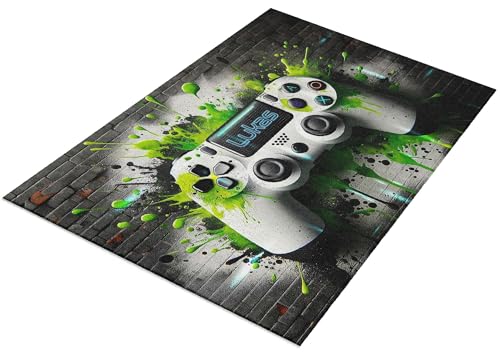 timalo® Moderner Gaming Teppich personalisiert mit Namen | Gamer Teppich Gaming Room | Fußmatte mit Wunschname Kinderzimmer Dekoration Jugendzimmer | Graffiti Controller von timalo