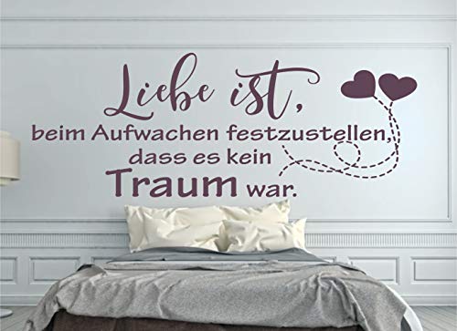 timalo® Modernes Wandtattoo fürs Schlafzimmer Spruch Traum – Liebe ist beim Aufwachen festzustellen | 11011-Anthrazit-M-150x58 von timalo