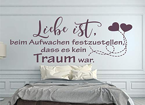 timalo® Modernes Wandtattoo fürs Schlafzimmer Spruch Traum – Liebe ist beim Aufwachen festzustellen | 11011-Anthrazit-M-80x37 von timalo