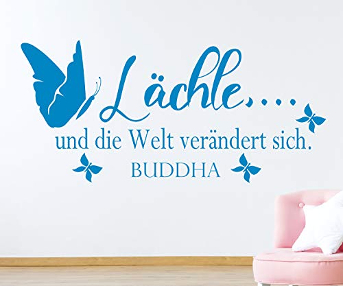 timalo® Modernes Wandtattoo fürs Wohnzimmer Spruch Buddha – Lächle und die Welt verändert sich | 75030-Nougat-M-150x58 von timalo