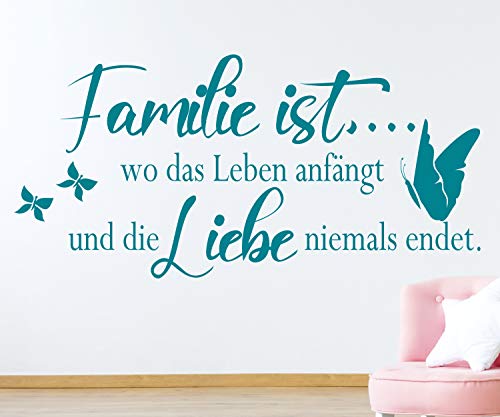 timalo® Modernes Wandtattoo fürs Wohnzimmer Spruch – Familie ist, wo das Leben anfängt | 75029-Anthrazit-M-150x73 von timalo