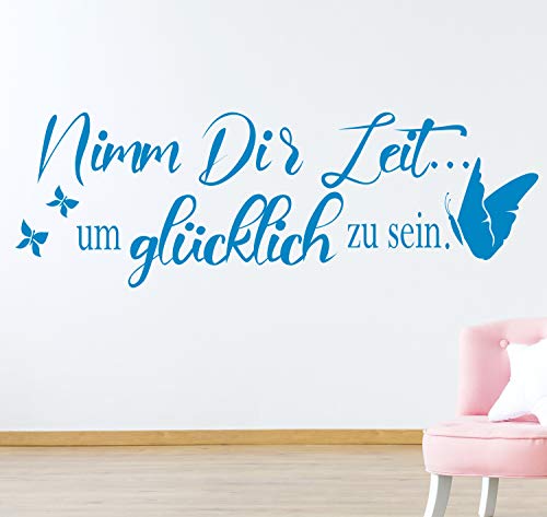 timalo® Modernes Wandtattoo fürs Wohnzimmer Spruch Nimm dir Zeit um glücklich zu sein | 75032-Schwarz-M-58x20 von timalo