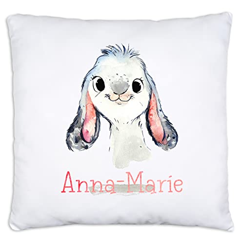 timalo® Personalisiertes Kissen mit Namen Motiv Hase | personalisiertes Dekokissen mit Wunschname für Kinder individuelles Geschenk Namenskissen | Kissen-t-1 von timalo