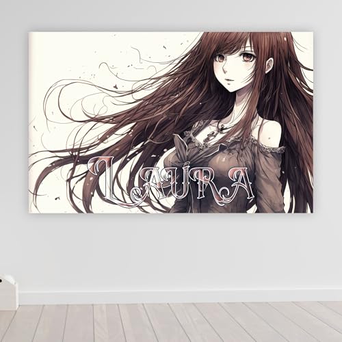 timalo® Poster Anime mit Namen personalisiert | Coole Gaming Wanddeko mit Gamer Bild für die Wand | Deko Poster XXL Wandbild | Manga Frau | Motiv 65 von timalo