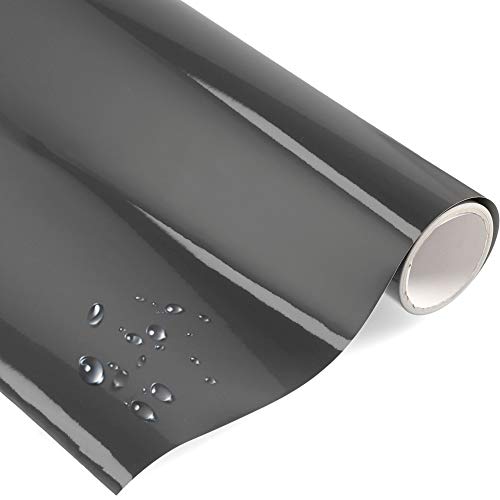 timalo® Premium Möbelfolie selbstklebend uni Hochglanz Küchenfolie Klebefolie zum Bekleben von Möbel, Türen PVC Folie Küche Bastefolie Türfolie | Dunkelgrau-G-200x63cm von timalo