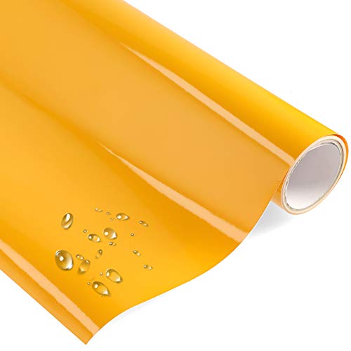 timalo® Premium Möbelfolie selbstklebend uni Hochglanz Küchenfolie Klebefolie zum Bekleben von Möbel, Türen PVC Folie Küche Bastefolie Türfolie | Goldgelb-G-500x63cm von timalo