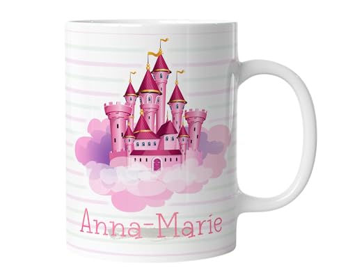 timalo® Prinzessin Kindertasse mit Namen bedrucken lassen | Motiv Schloss Personalisierte Tasse mit Wunschname für Kinder Geschenktasse | Mädchen Geschenk | mug-ki-10 von timalo