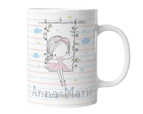timalo® Prinzessin Kindertasse mit Namen bedrucken lassen | Personalisierte Tasse mit Wunschname für Kinder Geschenktasse | Mädchen Geschenk Fee | mug-ki-06 von timalo