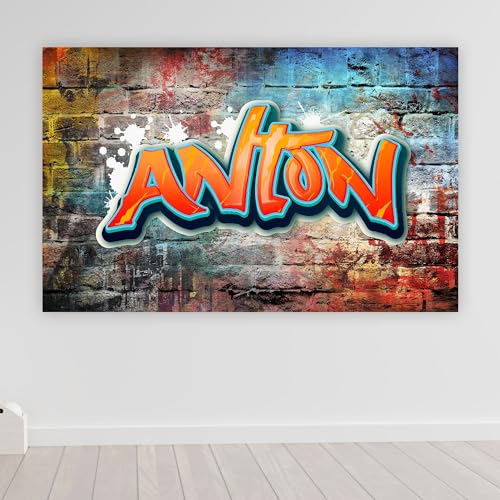 timalo® Robustes Gamerposter mit Namen personalisiert | Coole Gaming Wanddeko mit Gamer Bild für die Wand | Deko Poster XXL Wandbild | Graffiti Schrift orange Wand Street Art | Motiv 55 von timalo