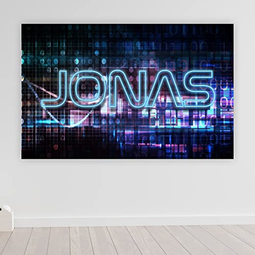 timalo® Robustes Gamerposter mit Namen personalisiert | Coole Gaming Wanddeko mit Gamer Bild für die Wand | Deko Poster XXL Wandbild | blau Neon Leuchtschrift | Motiv 50 von timalo