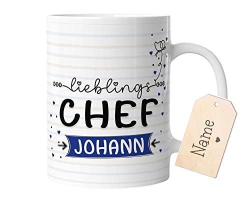 timalo® Tasse Lieblings Chef mit Namen bedrucken lassen | Personalisierte Namenstasse mit Wunschname zum Geburtstag Geschenktasse für Männer | mug-li1-11 von timalo