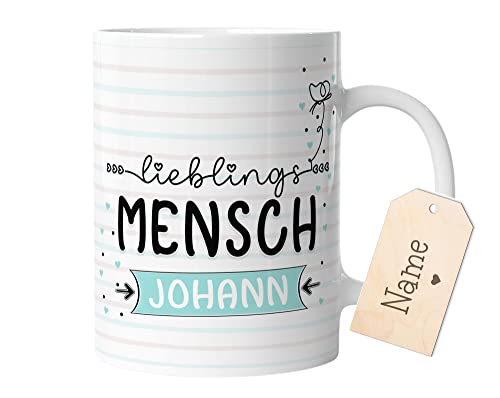 timalo® Tasse Lieblings Mensch mit Namen bedrucken lassen | Personalisierte Namenstasse mit Wunschname zum Geburtstag Geschenktasse Lieblingsmensch | mug-li1-22 von timalo