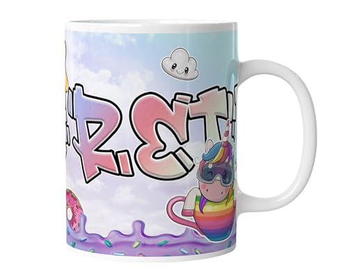 timalo® Tasse Motiv Einhorn mit Namen bedrucken lassen | Individuelle Kindertasse mit Wunschname für Mädchen Kinder Mug-candy2 von timalo