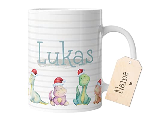 timalo® Tasse mit Namen | Dinosaurier Personalisierte Tasse mit Dino Motiv und Wunschname Geschenk Weihnachten Nikolaus für Kinder | mug-tx-12 von timalo